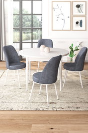 Hanah Home Juego de Mesa y Sillas de Comedor de 5 Piezas Blanco y Humo
